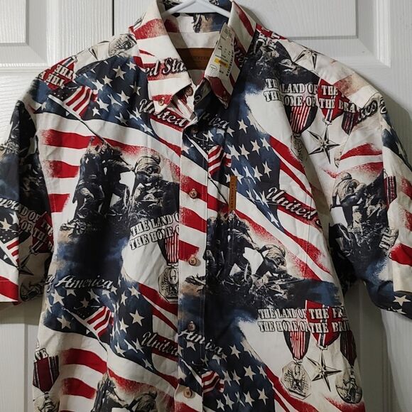 Clear Water Outfitters  Military USA Home of the Brave Button down shirt Sz M - Picture 3 of 7